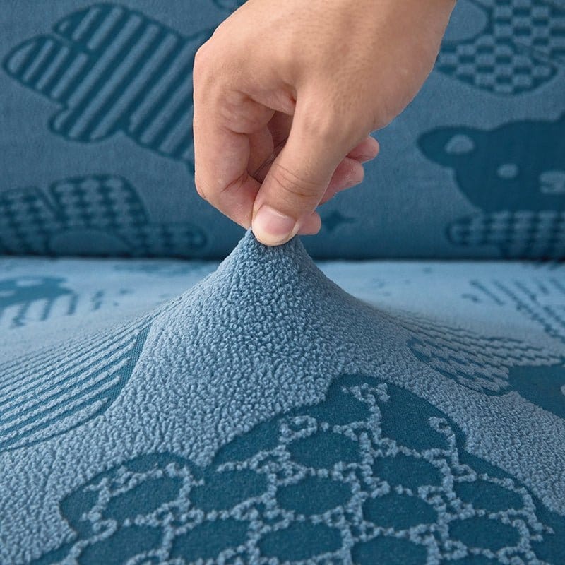 Bleu - Housse polaire pour Coussin d'assise et dossier de Canapé - Motif Bear La Maison des Housses