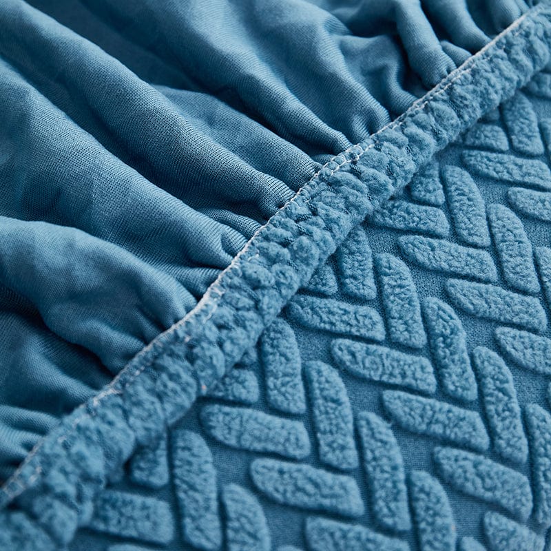 Bleu - Housse polaire pour coussins de canapé - Motif Wool La Maison des Housses