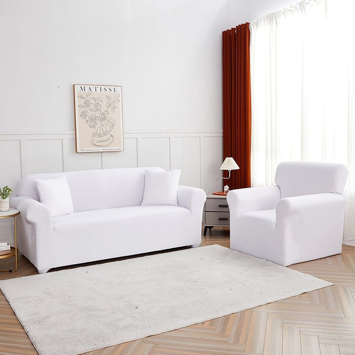 Housse canapé Blanc - Housses Extensibles de Fauteuil et Canapé La Maison des Housses