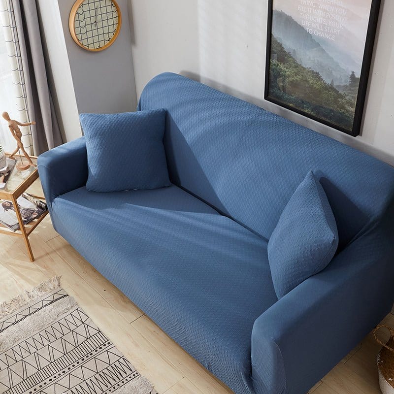 Housse canapé Bleu - Housses Gaufrées 100% Waterproof et Ultra résistantes Extensibles de Fauteuil et Canapé La Maison des Housses