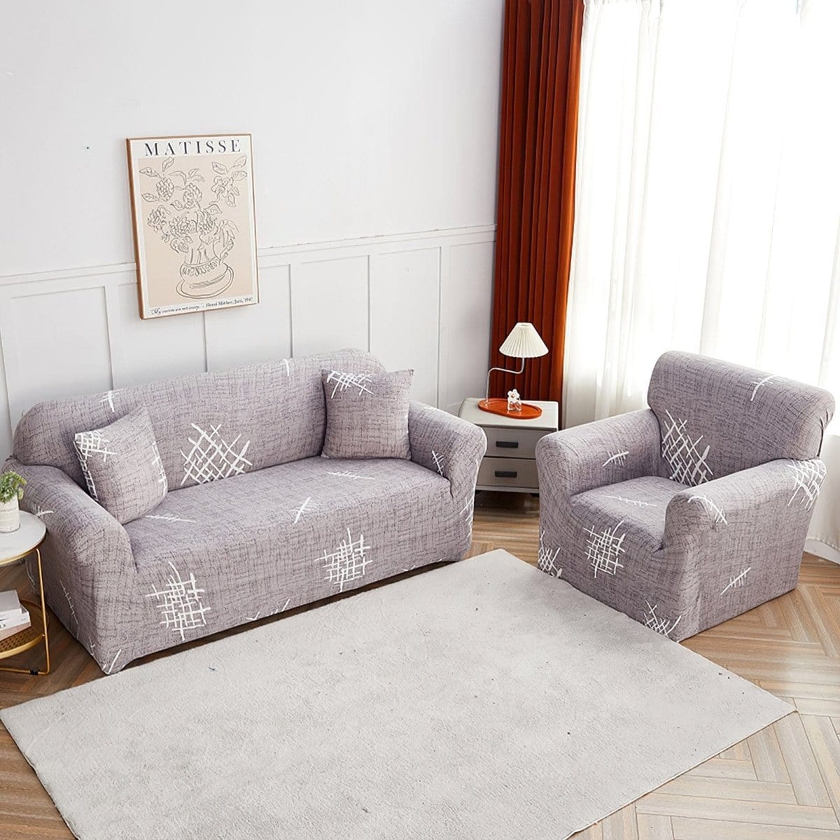 Housse canapé Gris Fine - Housses Extensibles de Fauteuil et Canapé La Maison des Housses