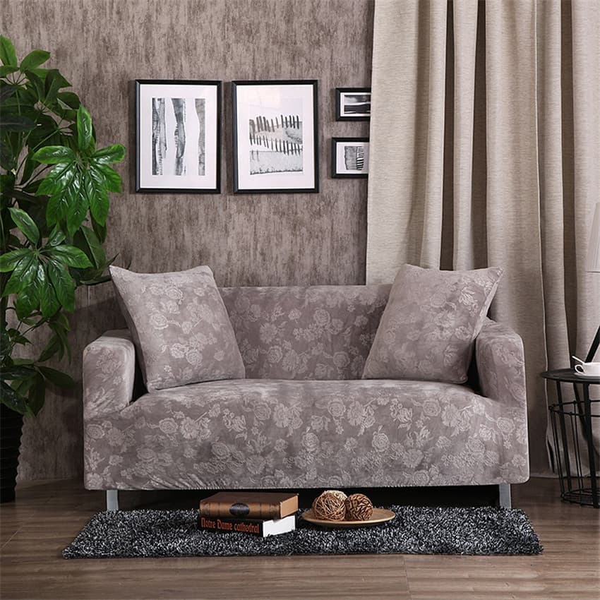 Housse canapé Gris - Housses en velours gaufré Extensibles de Fauteuil et Canapé La Maison des Housses