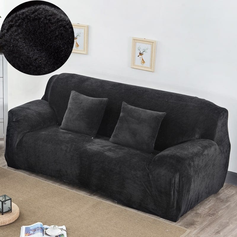 Housse canapé Noir - Housses en velours Extensibles de Fauteuil et Canapé La Maison des Housses