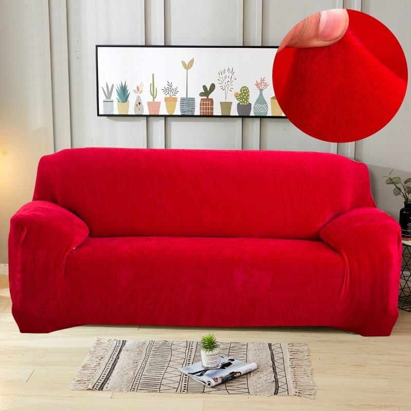 Housse canapé Rouge - Housses en velours Extensibles de Fauteuil et Canapé La Maison des Housses