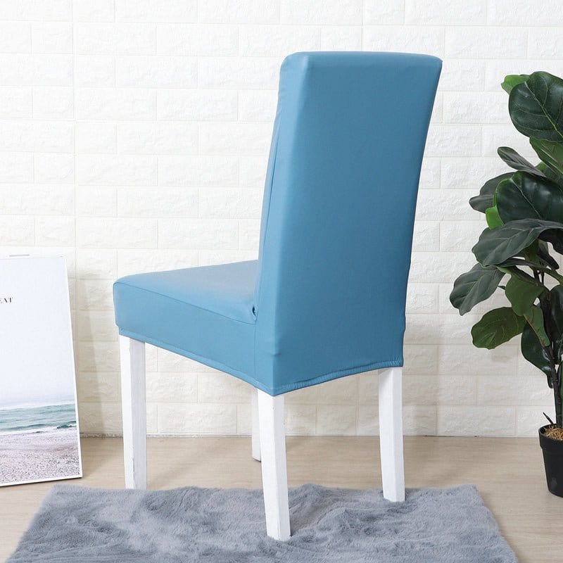 Housse chaise Bleu ciel - Housses Extensibles de chaise en simili cuir La Maison des Housses