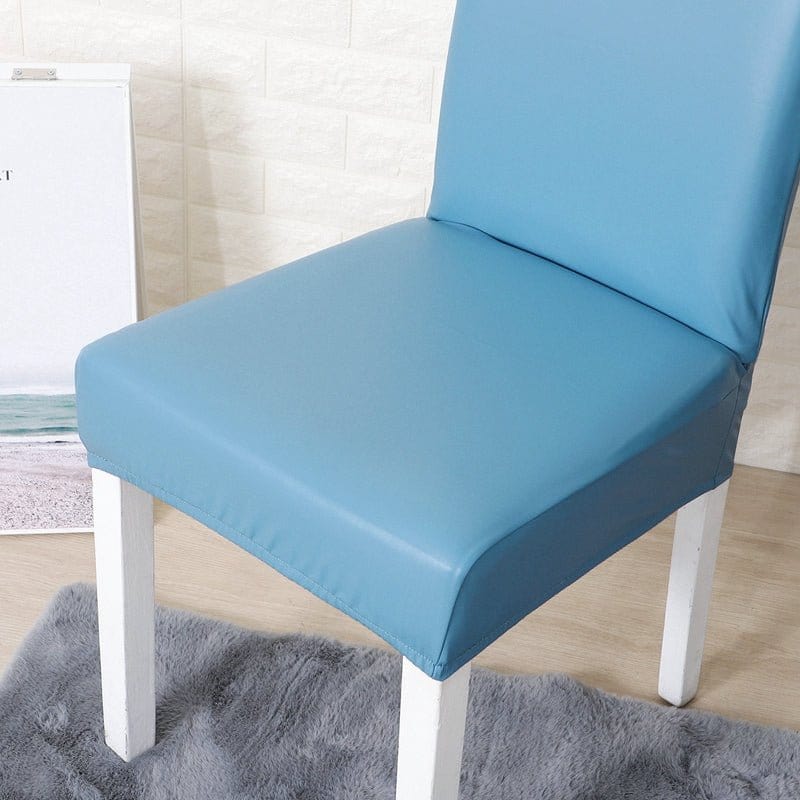 Housse chaise Bleu ciel - Housses Extensibles de chaise en simili cuir La Maison des Housses