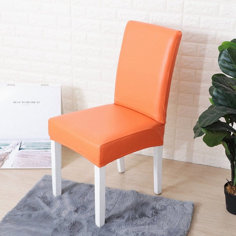 Housse chaise Orange - Housses Extensibles de chaise en simili cuir La Maison des Housses