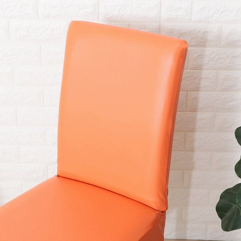 Housse chaise Orange - Housses Extensibles de chaise en simili cuir La Maison des Housses