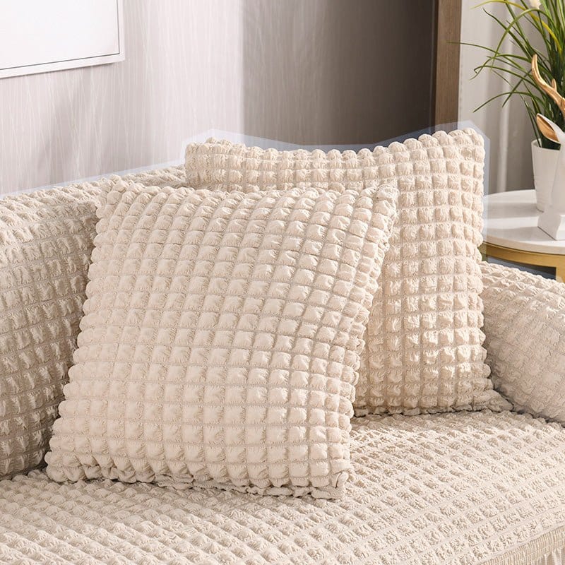 Housse coussin Blanc cassé - 2 pièces - Housses extensibles de coussin 45 CM X 45 CM ( Jupe ) La Maison des Housses