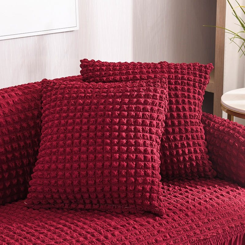 Housse coussin Bordeaux - 2 pièces - Housses extensibles de coussin 45 CM X 45 CM ( Jupe ) La Maison des Housses