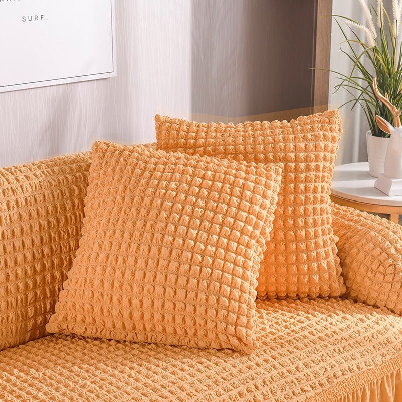 Housse coussin Saumon - 2 pièces - Housses extensibles de coussin 45 CM X 45 CM ( Jupe ) La Maison des Housses