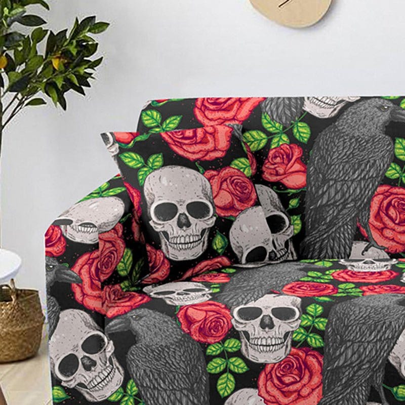 Housse coussin Skull Halloween - 2 pièces - Housses extensibles de coussin 45 CM X 45 CM La Maison des Housses