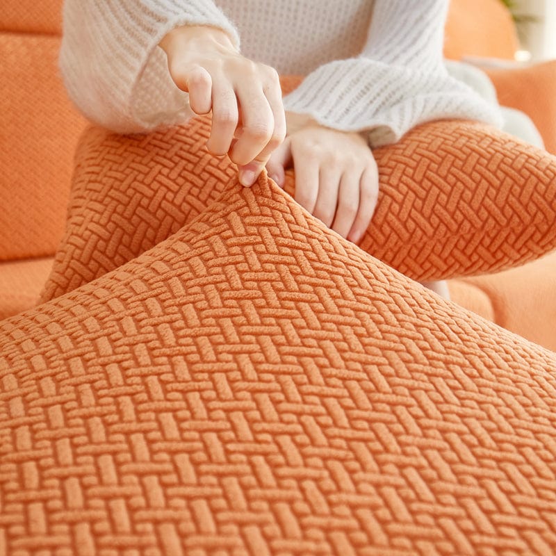 Orange - Housse polaire pour coussins de canapé - Motif Laine La Maison des Housses