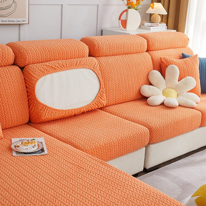 Orange - Housse polaire pour coussins de canapé - Motif Wool La Maison des Housses