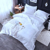 Parure de lit Blanc type satin - Drap housse / Housse de couette / 2 taies d'oreiller La Maison des Housses