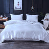 Parure de lit Blanc type satin - Drap housse / Housse de couette / 2 taies d'oreiller La Maison des Housses