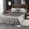 Parure de lit Gris type satin - Drap housse / Housse de couette / 2 taies d'oreiller La Maison des Housses