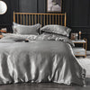 Parure de lit Gris type satin - Drap housse / Housse de couette / 2 taies d'oreiller La Maison des Housses