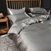 Parure de lit Gris type satin - Drap housse / Housse de couette / 2 taies d'oreiller La Maison des Housses