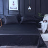 Parure de lit Noir type satin - Drap housse / Housse de couette / 2 taies d'oreiller La Maison des Housses