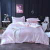 Parure de lit Rose clair type satin - Drap housse / Housse de couette / 2 taies d'oreiller La Maison des Housses