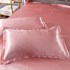 Parure de lit Rose pêche type satin - Drap housse / Housse de couette / 2 taies d'oreiller La Maison des Housses