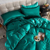 Parure de lit Vert type satin - Drap housse / Housse de couette / 2 taies d'oreiller La Maison des Housses