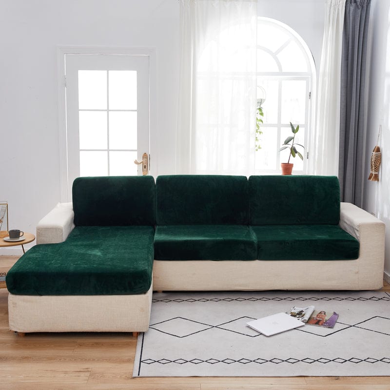 Vert - Housse en velours pour coussin de canapé La Maison des Housses