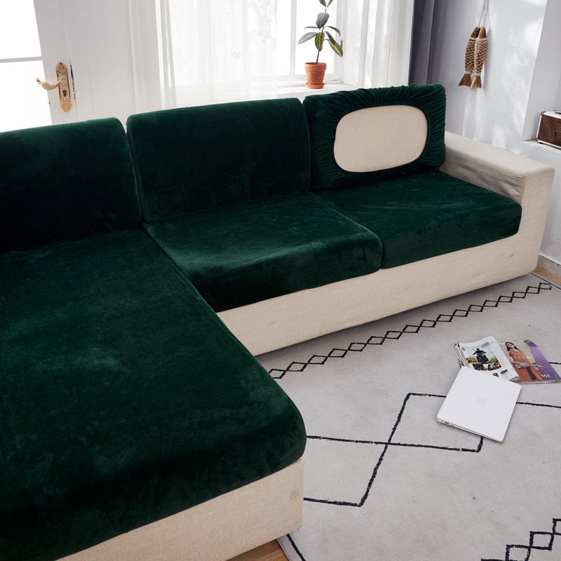 Vert - Housse en velours pour coussin de canapé La Maison des Housses